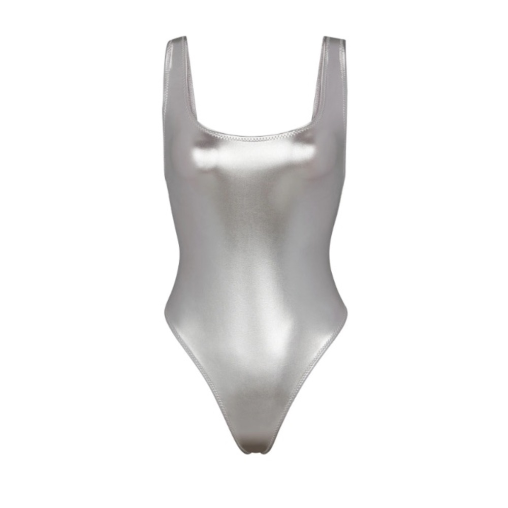 SKIMS METALLIC SWIM HIGH CUT ONE PIECE